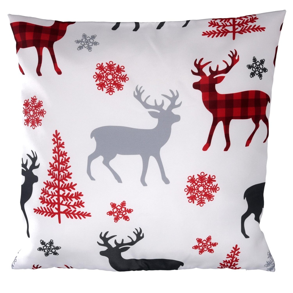 Cuscino tessuto con renne bianco 43x43x12 cm