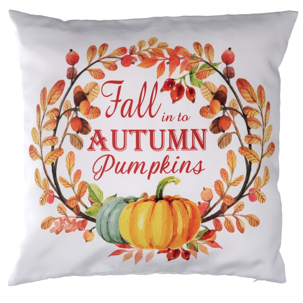 Cuscino tessuto con zucca bianco 43x43 cm