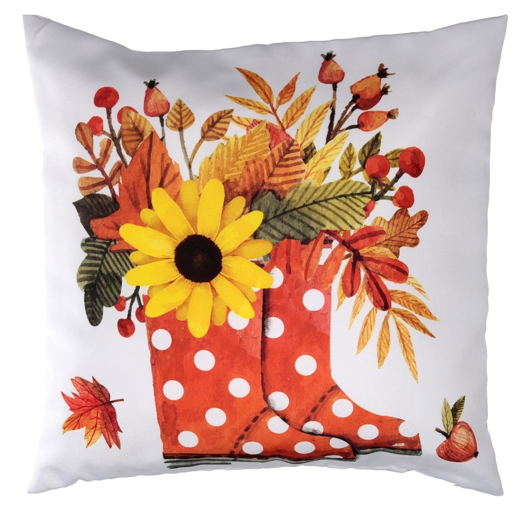 Cuscino Tessuto Stivali con Girasole Bianco 43x43 cm