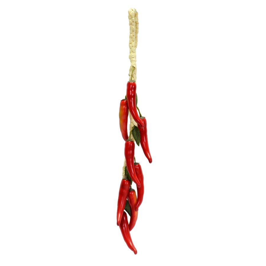 Decorazione vegetale artificiale peperoncino intrecciato 8 pezzi cm10x50x3