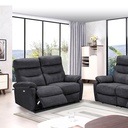 Divano 2 posti con 2 recliner elettrici grigio scuro L 145 x P 92 x H 109 cm
