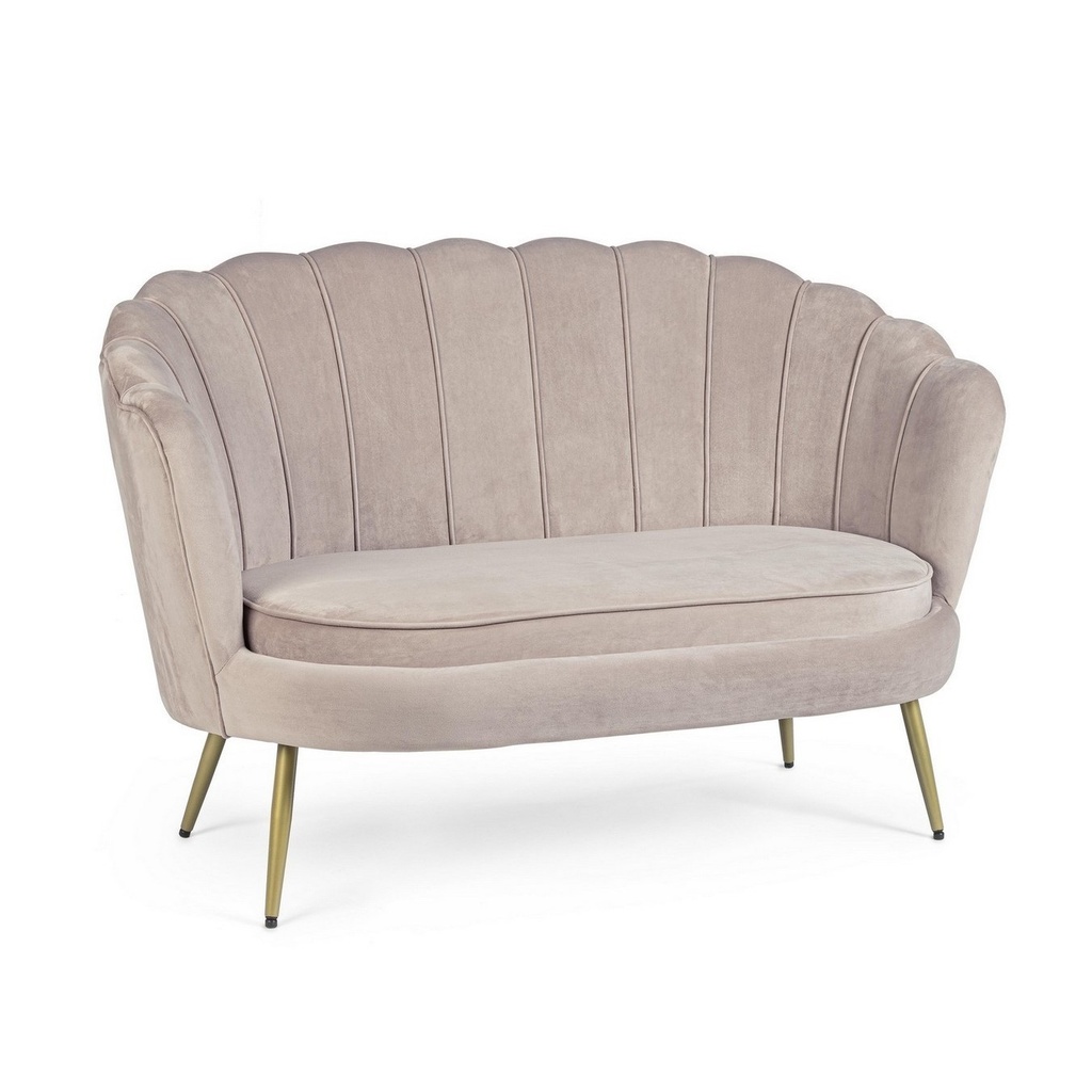 Divano 2 posti effetto velluto grigio chiaro Giliola - Misure: 130x77x83 cm