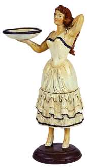 Statuetta Donna con Piatto - 15 x 7 x 32 cm