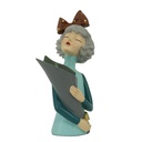 Portafiori blu in resina con figura di donna, dimensioni 16,5x12x32 cm