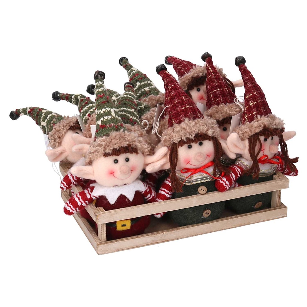 Confezione di 12 pezzi di tessuto elfo verde rosso cm26x18x23