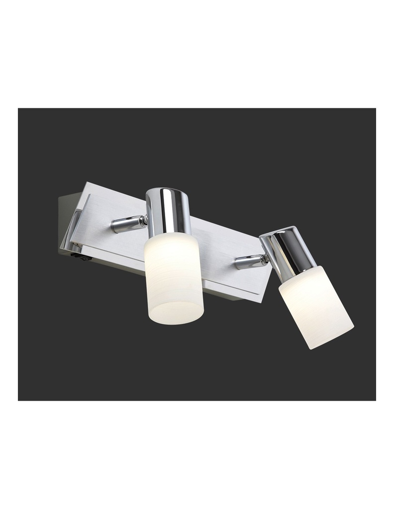 Faretto Clapton 2 Spot Led Cromo E Vetro Bianco L36 cm