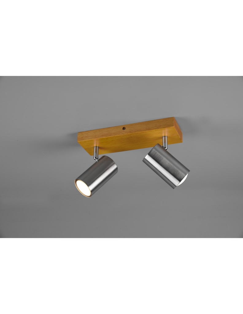 Faretto Marley 2 Spot Nichel e Legno L26 cm