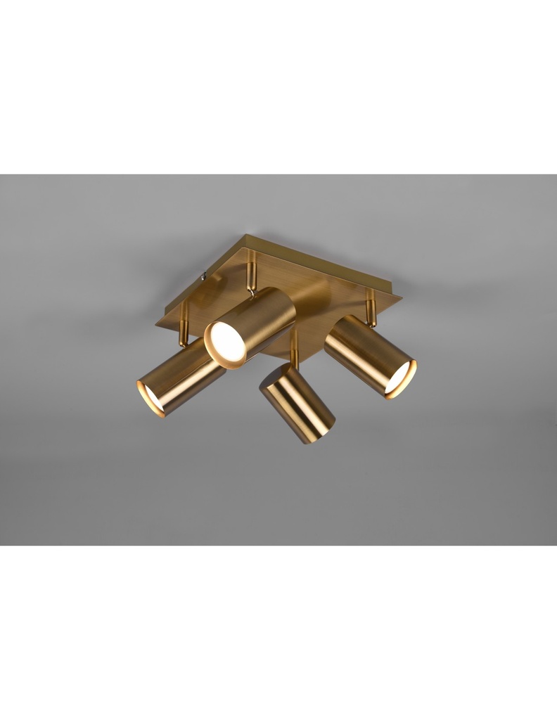 Faretto Marley 4 Spot GU10 Ottone Invecchiato 24x24 cm