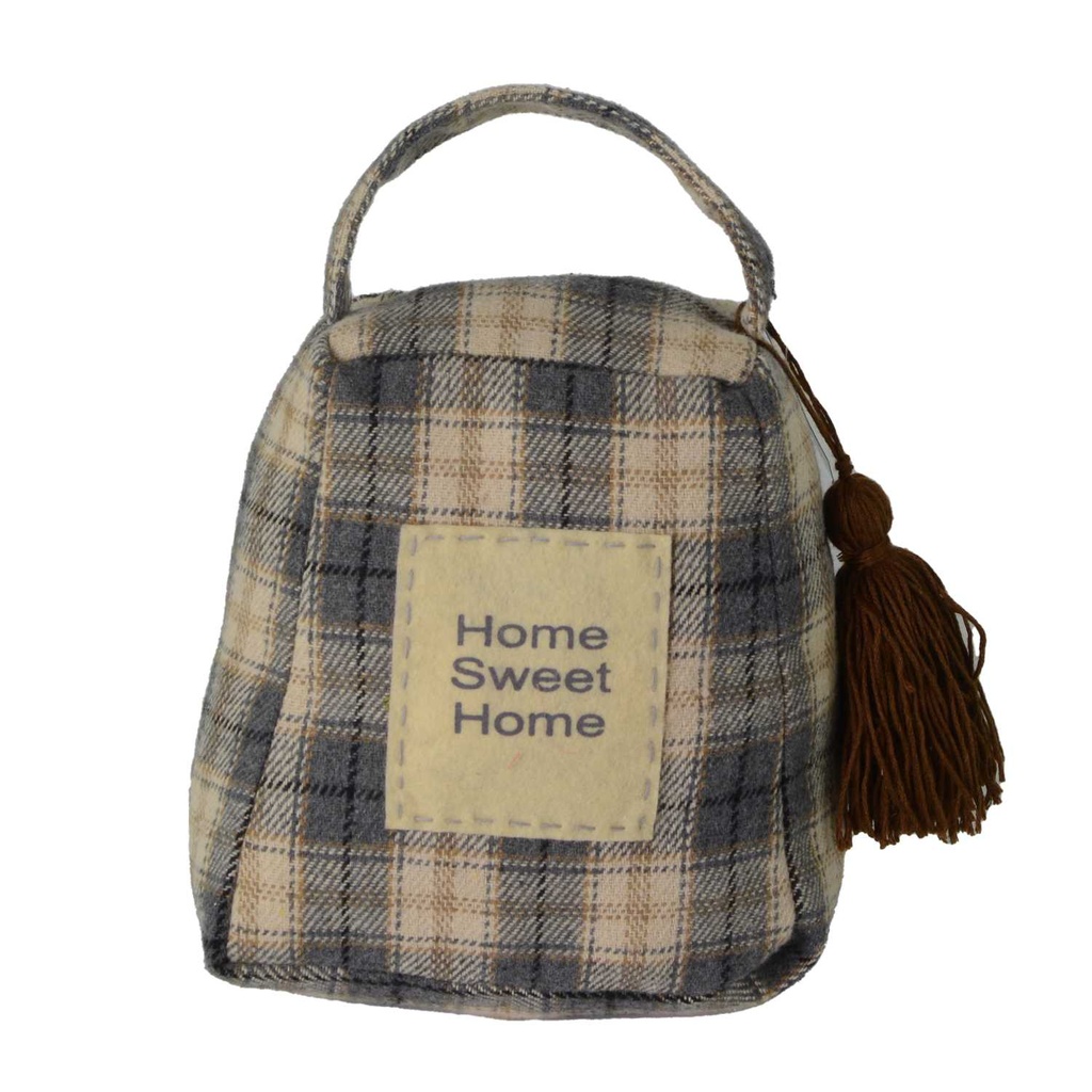 Fermaporta in tessuto a quadretti grigio 16x8h18/25 cm