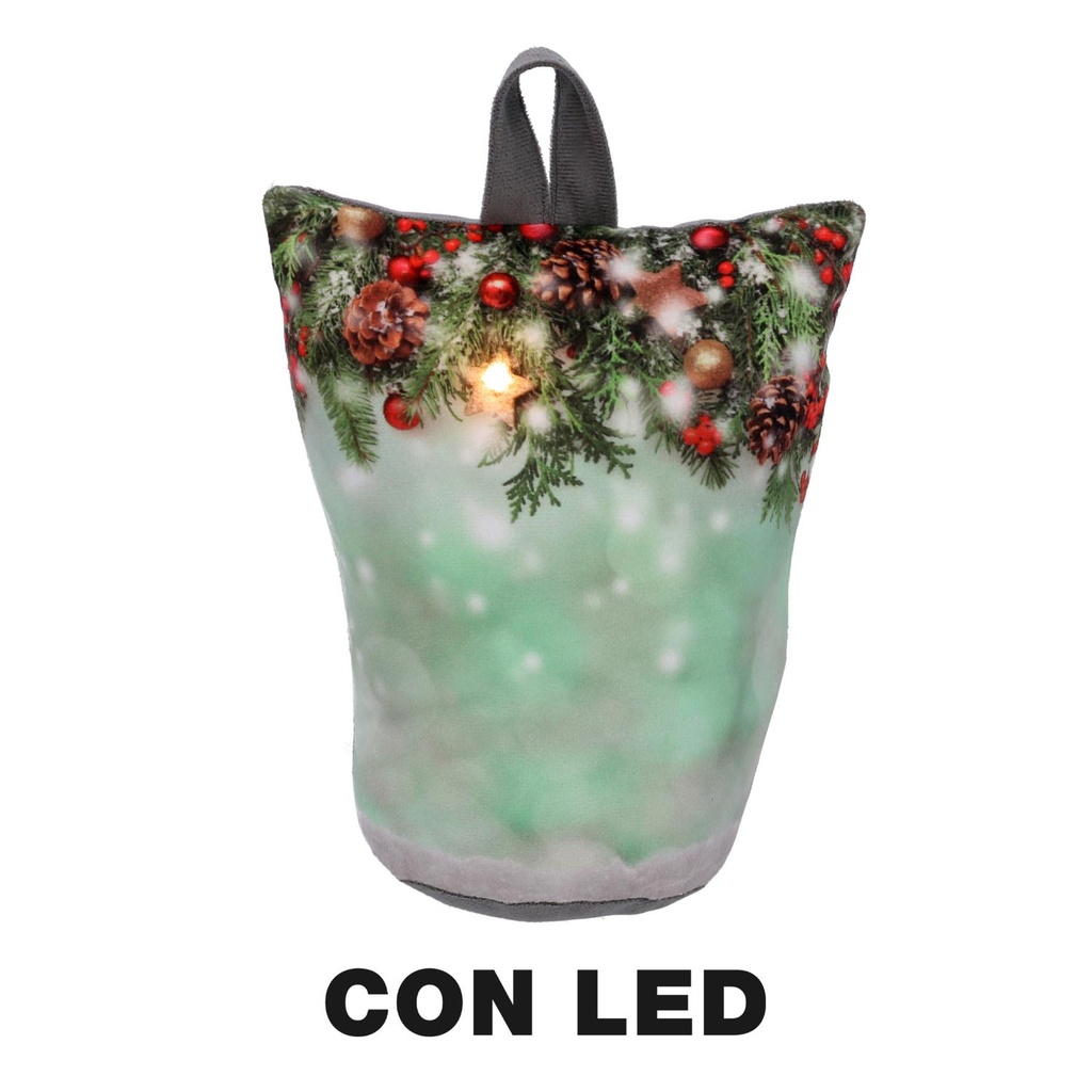 Fermaporta in tessuto con decorazioni led azzurro cm11h19