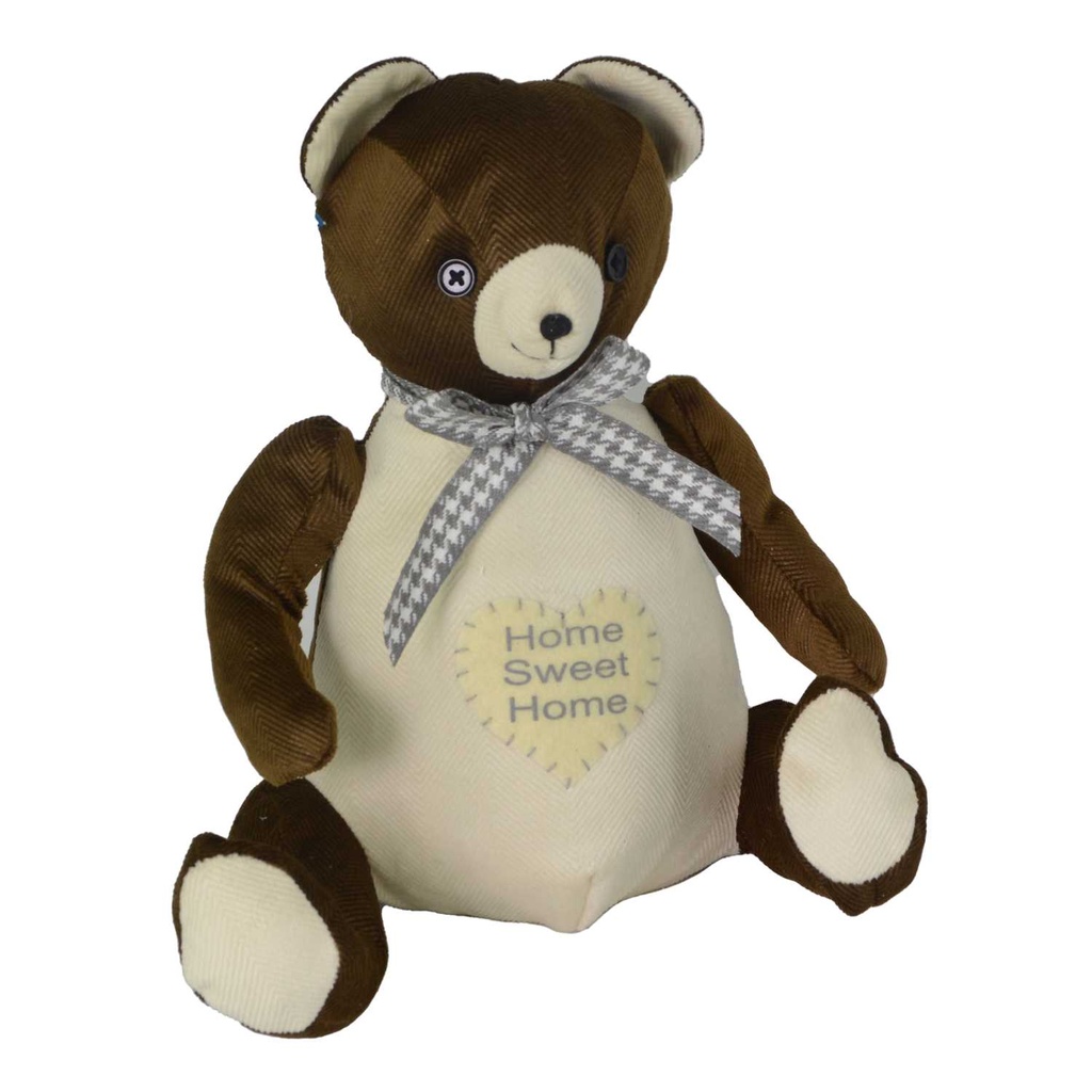 Fermaporta in tessuto a forma di orso marrone 22x18h30