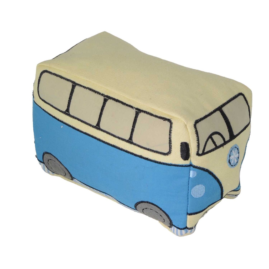 Fermaporta in tessuto pullman azzurro 18x9x13 cm