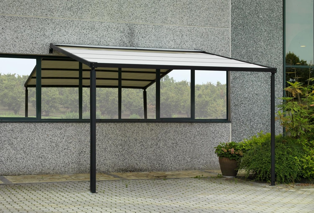Gazebo Nebraska Pergola in Alluminio Nero con Telo Elettrico H250 cm