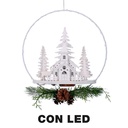 Ghirlanda Metallo LED con Chiesa Bianco 25x7x47,5 cm