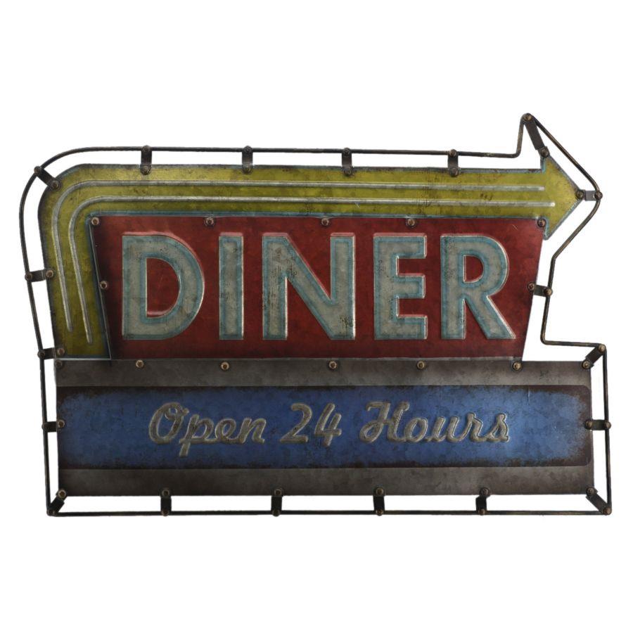 Insegna Metallo Diner 61x41,5x3 cm - Tocco retrò per il tuo spazio