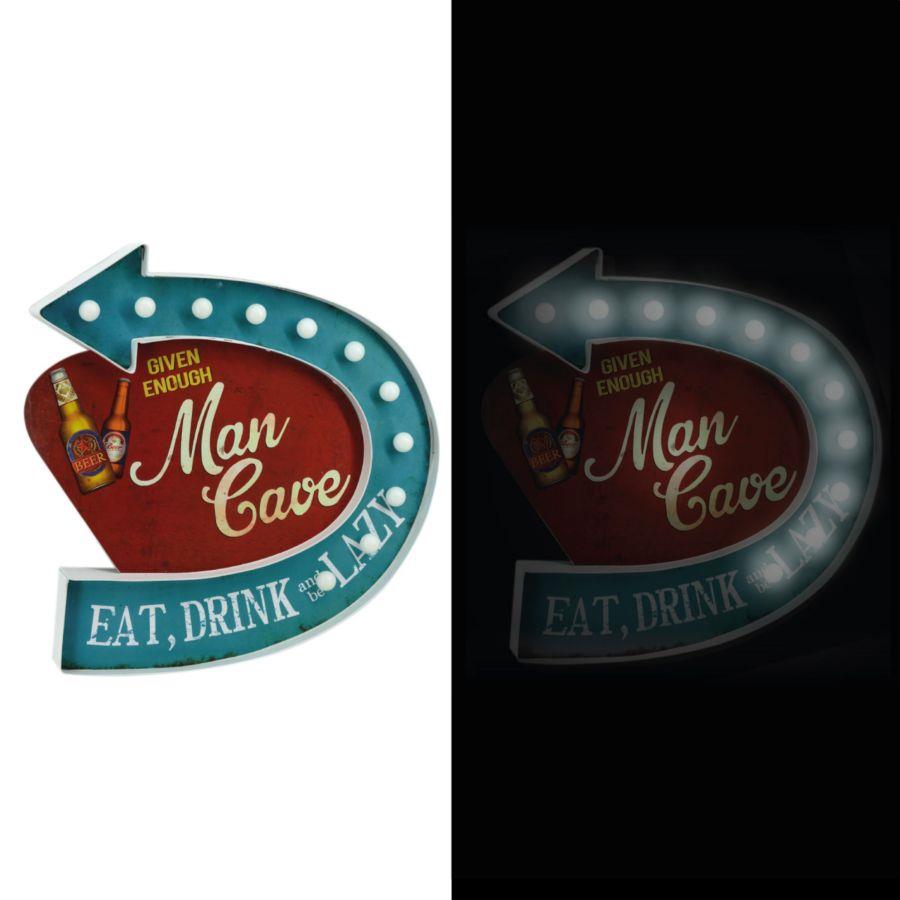 Insegna Metallo Rosso Blu con LED - 46,5x45,8x5 cm