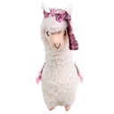 Lama bianco con fiocco fiorellini rosa 28x14x45 cm