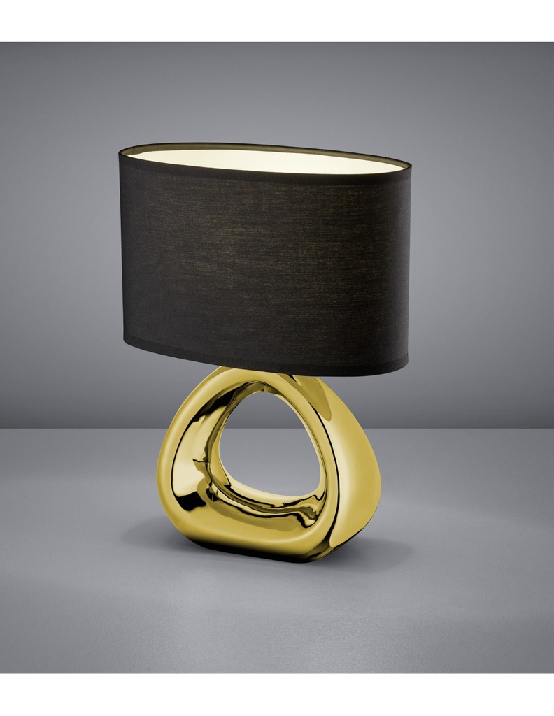 Lampada da Tavolo Gizeh Ceramica Oro e Tessuto Nero L24 cm