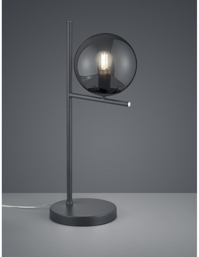 Lampada da Tavolo Sfera Vetro Fumé Antracite 1xE14