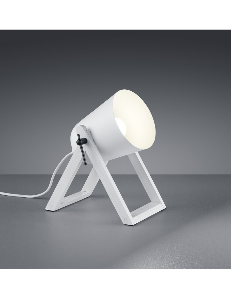Lampada da Tavolo Moderna Marc Base Legno e Spot Metallo Bianco Trio Lighting