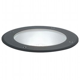 Lampada da incasso pavimento in alluminio pressofuso, vetro infrangibile, IP65, 40W