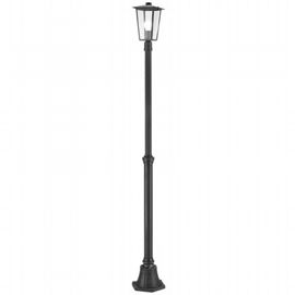 Lampada da terra in alluminio pressofuso con diffusori in vetro trasparente nero