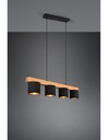 Lampadario Lineare Legno 4 Paralumi Nero