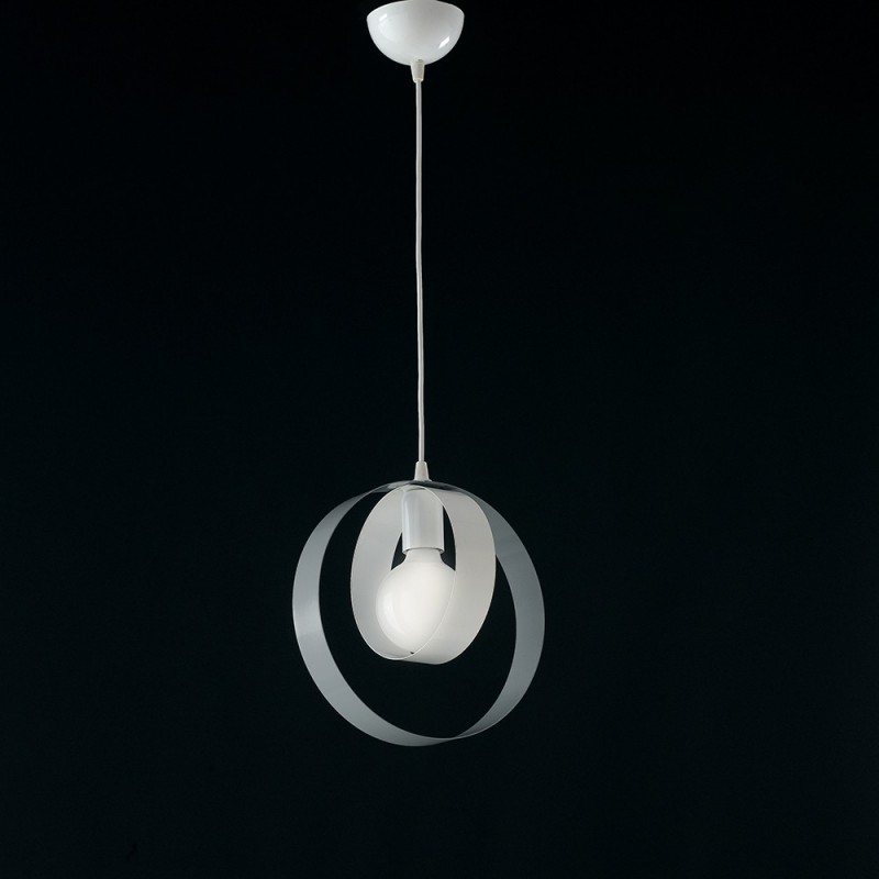 Lampadario cameretta sospensione in ferro Bianco Grigio una luce 25x h27 cm