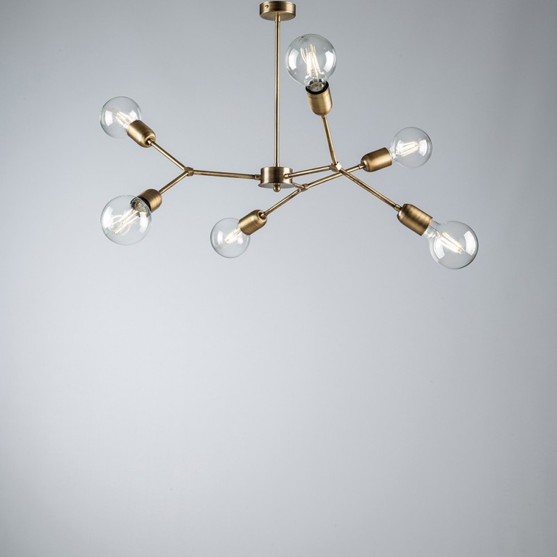Lampadario in ferro Bronzato Spazzolato sei luci 71x h64 cm