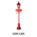 Lampione metallo LED cartello Polo Nord Rosso 36x24 cm, altezza 152 cm