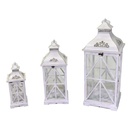 Lanterna in legno e metallo sbiancato, formato quadro 32x32 cm