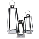 Lanterna in metallo argento quadro cm20,5x20h47