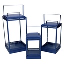 Lanterna metallo blu 18x18h36.3-42.5 cm