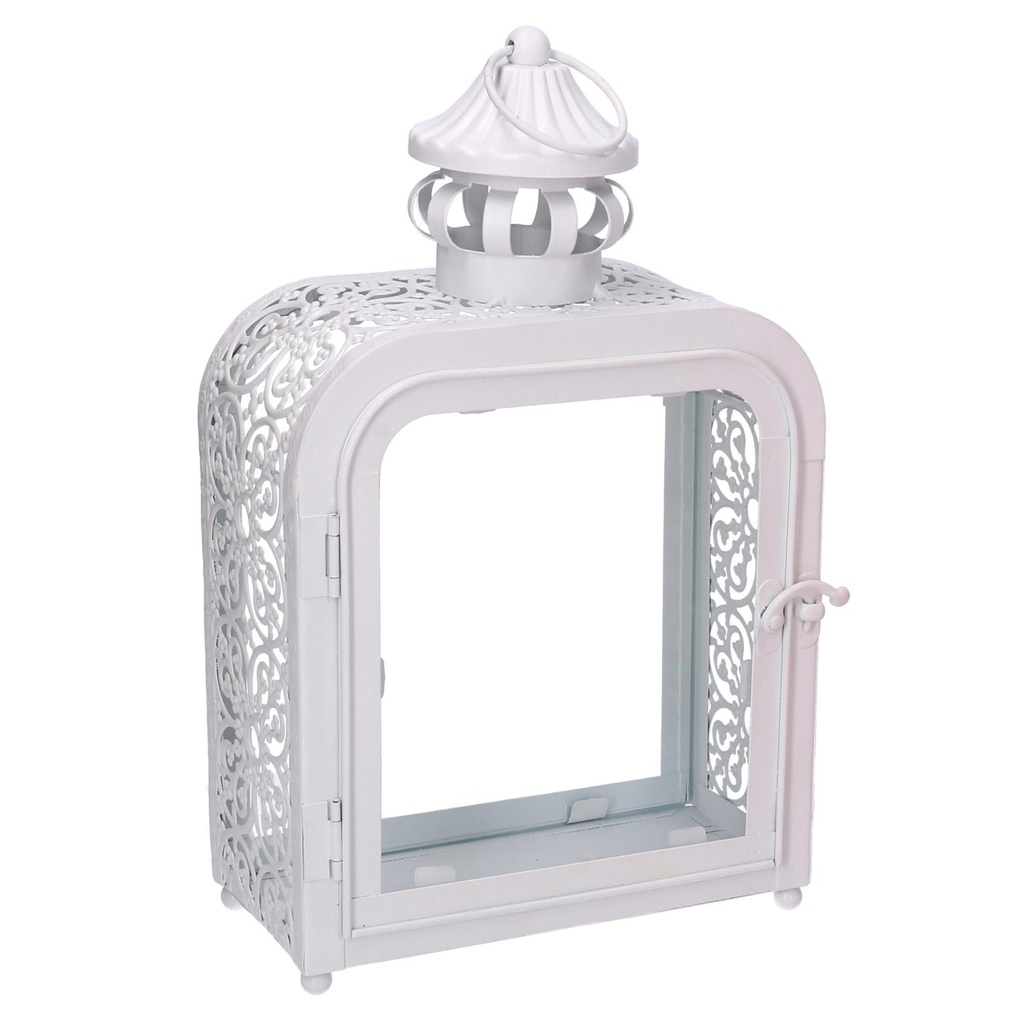 Lanterna in metallo bianco 17x9x30,5 cm