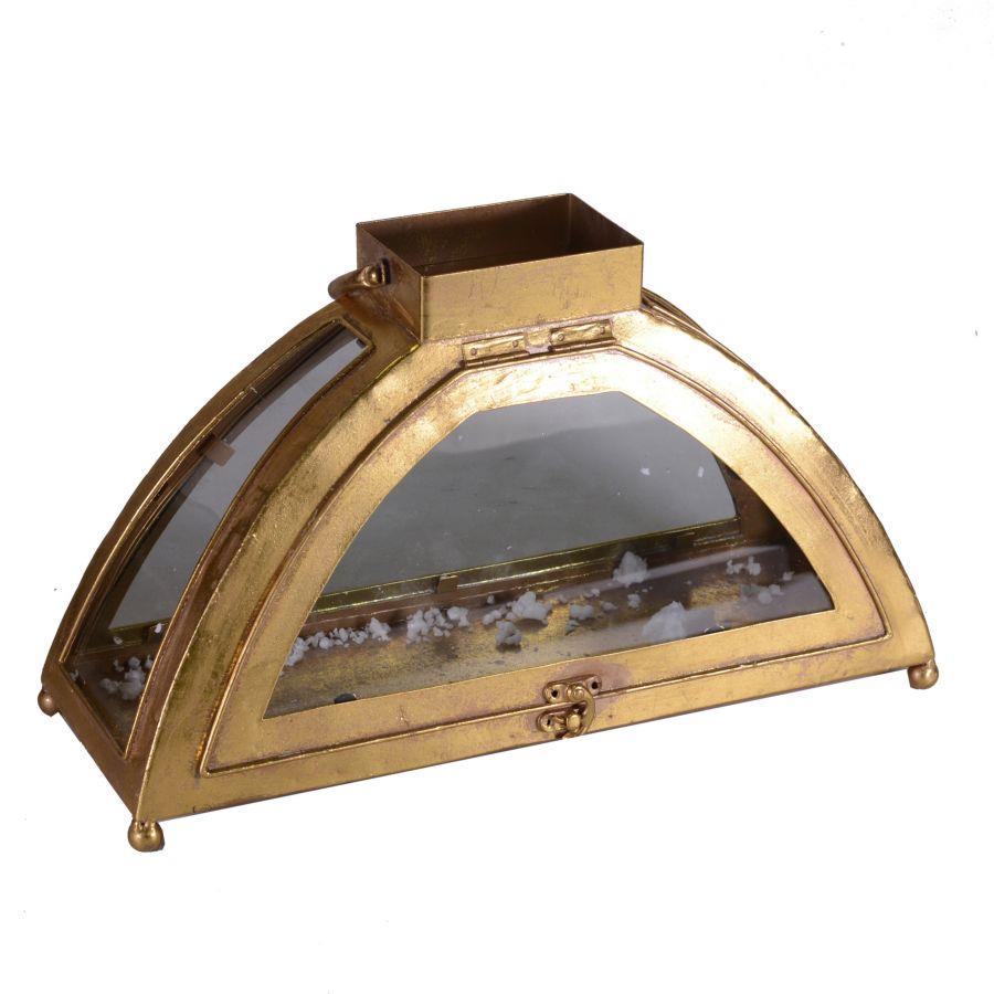 Lanterna in metallo oro anticato 50,5x19,5x29 cm