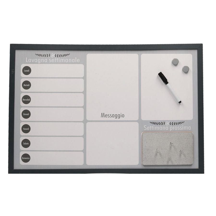 Lavagna Magnetica Agenda con Sughero e Pennarello 60x40x1,5 cm