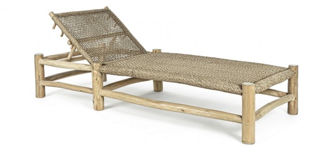 Lettino in Teak con Schienale Reclinabile - 80a x 185b x 70h - Design Unico