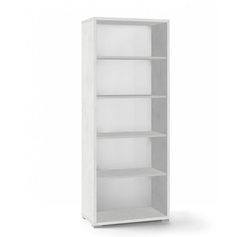 Libreria alta moderna in legno Bianco Ossido con quattro ripiani 71x41x h199 cm