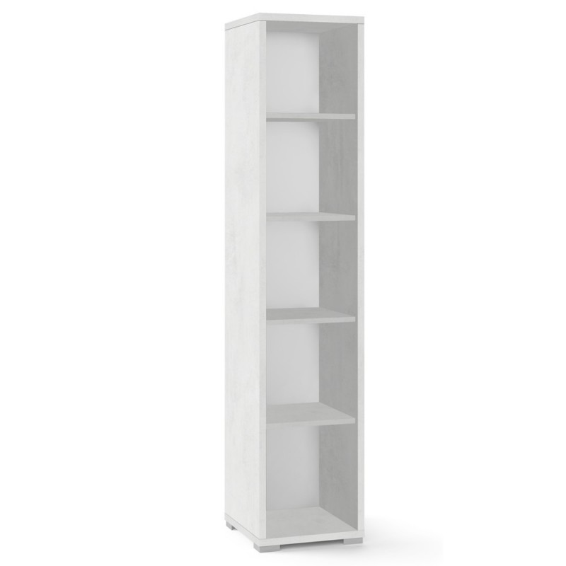 Libreria moderna alta in legno Bianco Ossido con quattro ripiani 39x41x h199 cm