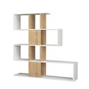 Libreria scaffale 4 livelli  9 scomparti bianco e rovere 145x29xh.145 cm