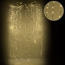 Luci a cascata con 2268 LED fissi e 324 flash caldi, filo bianco per uso esterno, dimensioni 1x1x250 cm