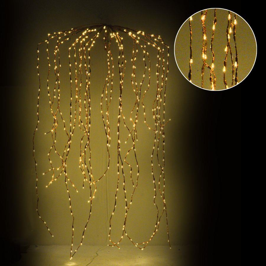 Luce Cascata con 648 LED Fissi + 81 Flash Caldi - Filo Rame 70xh220x6
