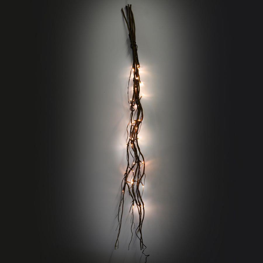 Luci a rami con 40 LED bianco caldo in vimini marrone - 5xh120x3,5 cm