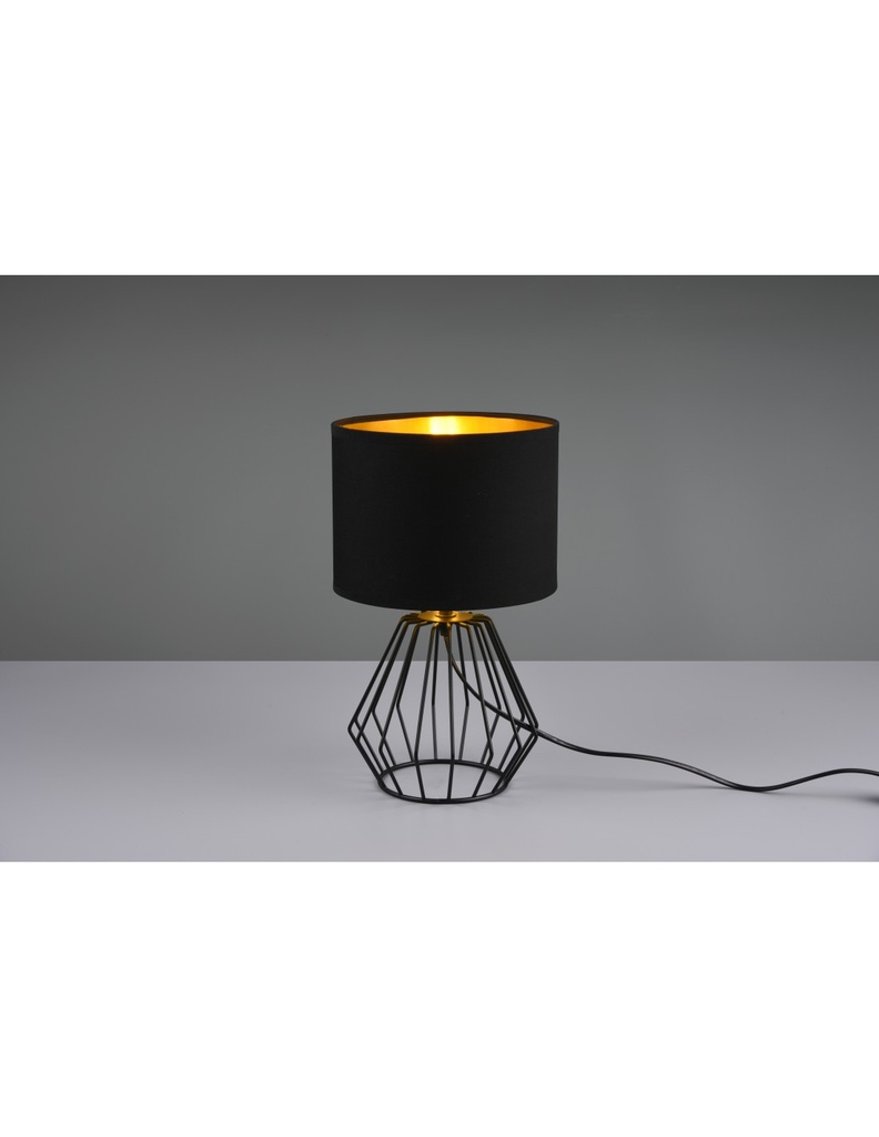 Lumetto Chuck Base Metallica Geometrica Paralume Nero E Oro Trio Lighting