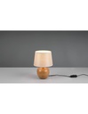 Lumetto Tavolo Luxor Base Effetto Legno Paralume Tessuto Beige Trio Lighting
