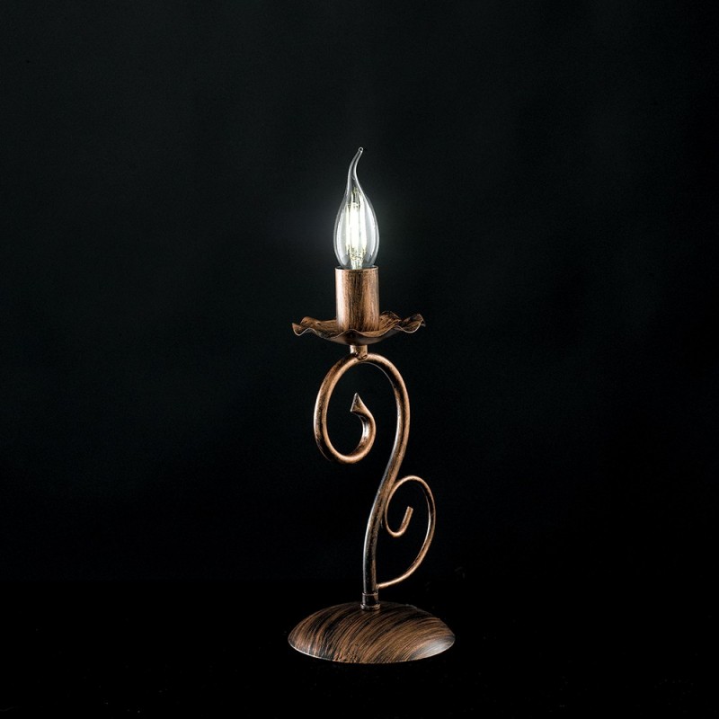 Lumetto in ferro Nero decorazione Rame una luce 13x h28cm