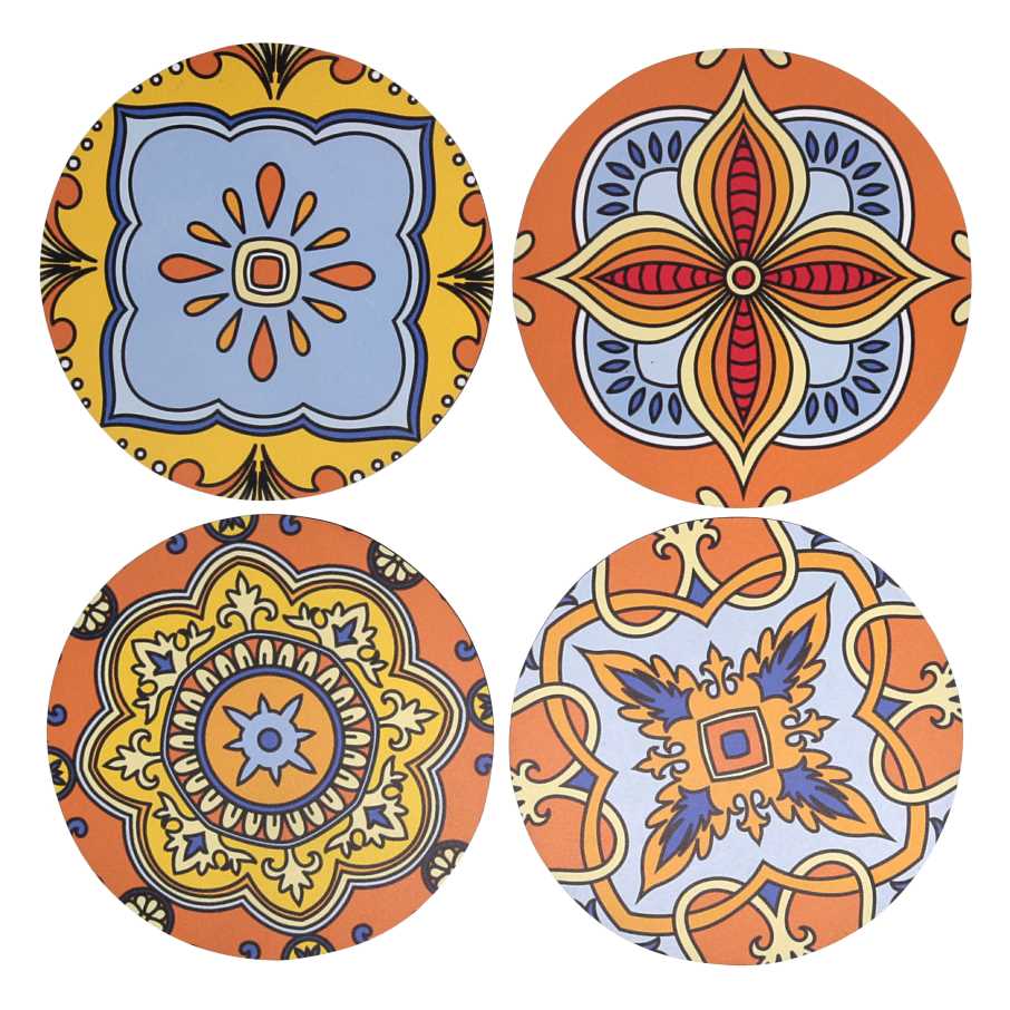 Mattonella in Legno Assortita Arancione Tonda 20x0,5 cm (Confezione da 4)