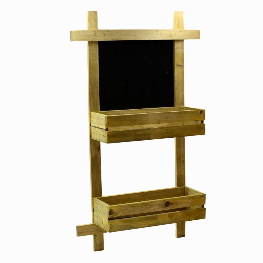Mensola in legno con lavagna, 2 piani, 39x12x65 cm