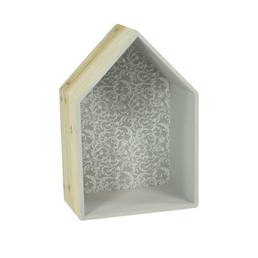 Mensola in legno a forma di casetta 20x35x15 cm