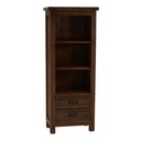 Mobile libreria noce country con 3 vani a vista e 2 cassetti 60x36xh. 150 cm